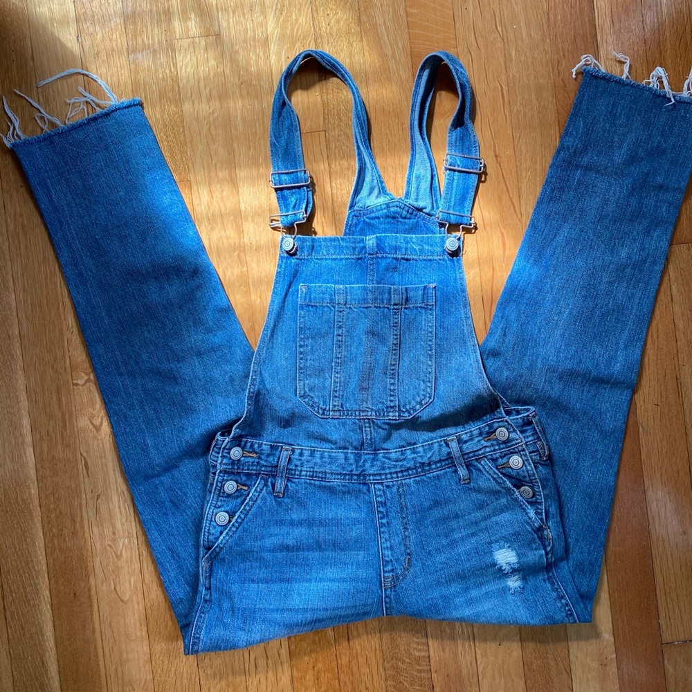 Aeropostale medium wash denim overalls